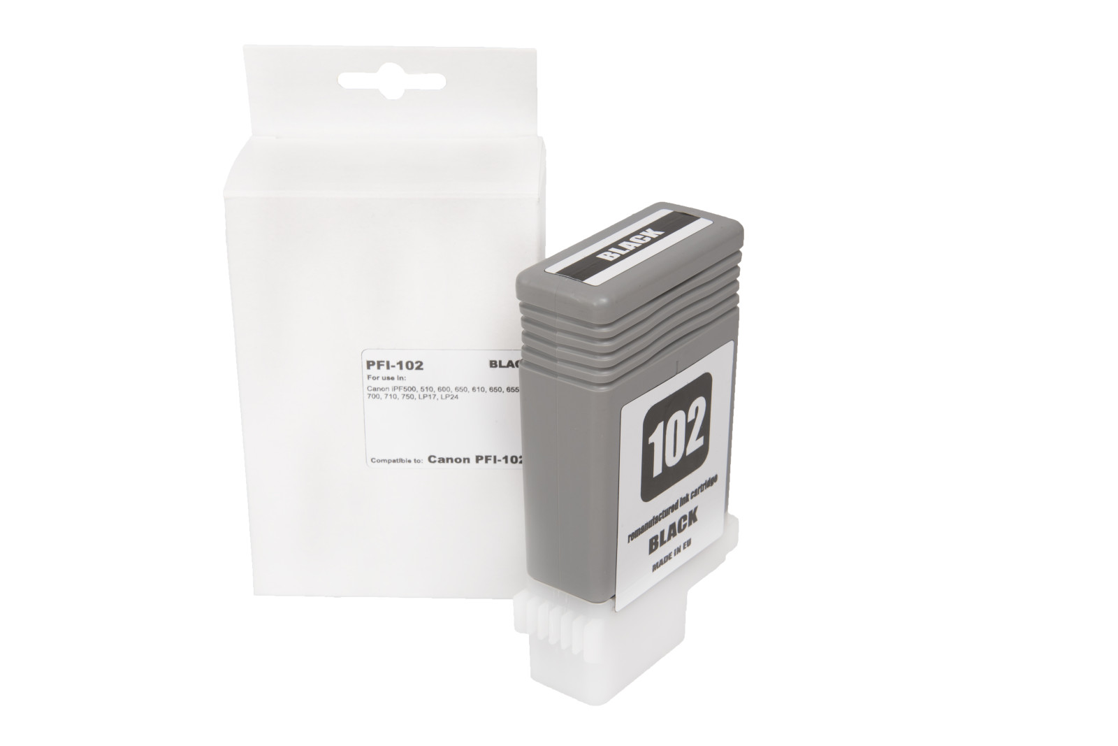 Felújított tintakazetta töltés 0895B001, PFI102BK, 130ml a Canon nyomtatók számára (BULK)