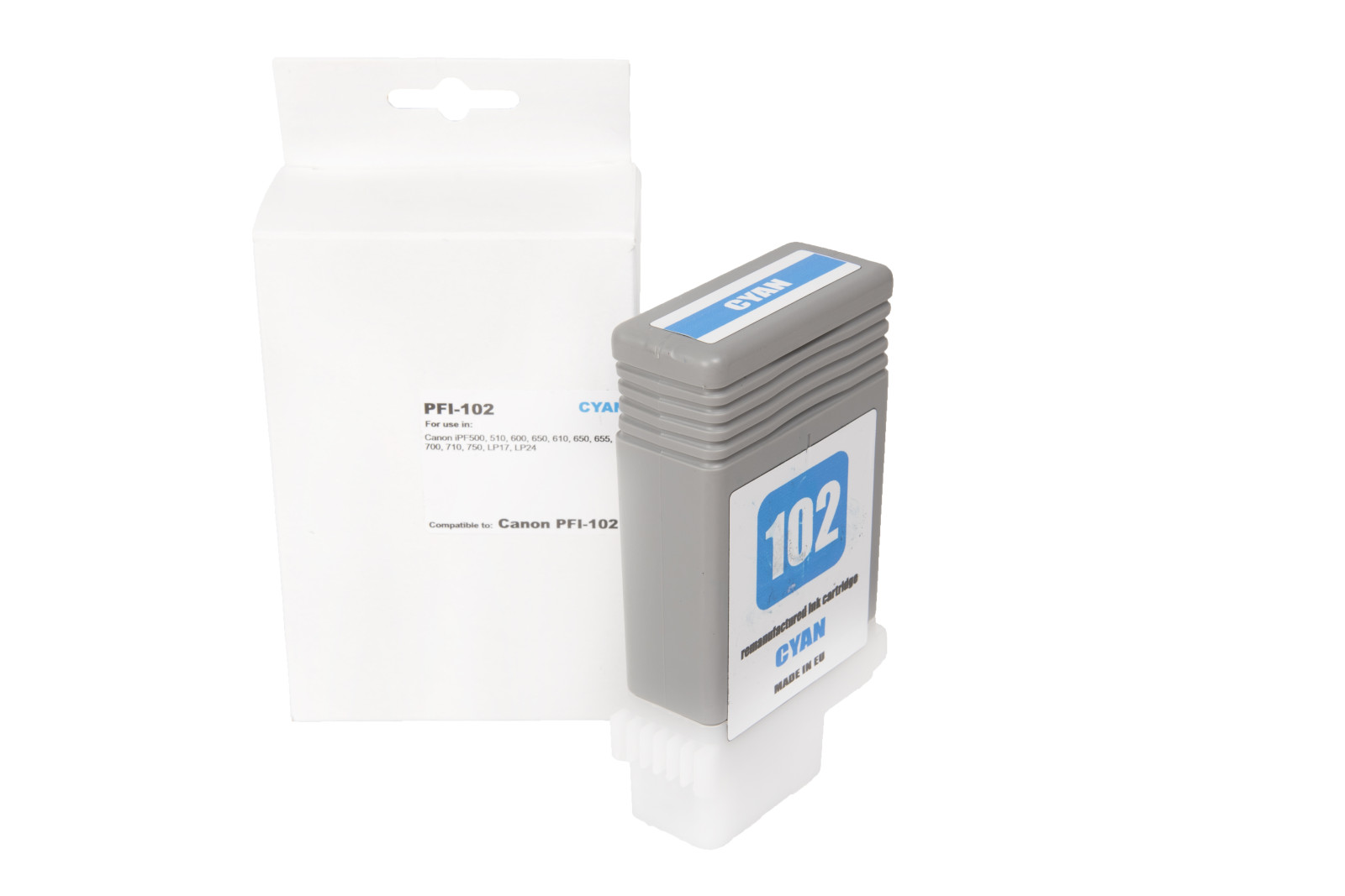 Felújított tintakazetta töltés 0896B001, PFI102C, 130ml a Canon nyomtatók számára (BULK)