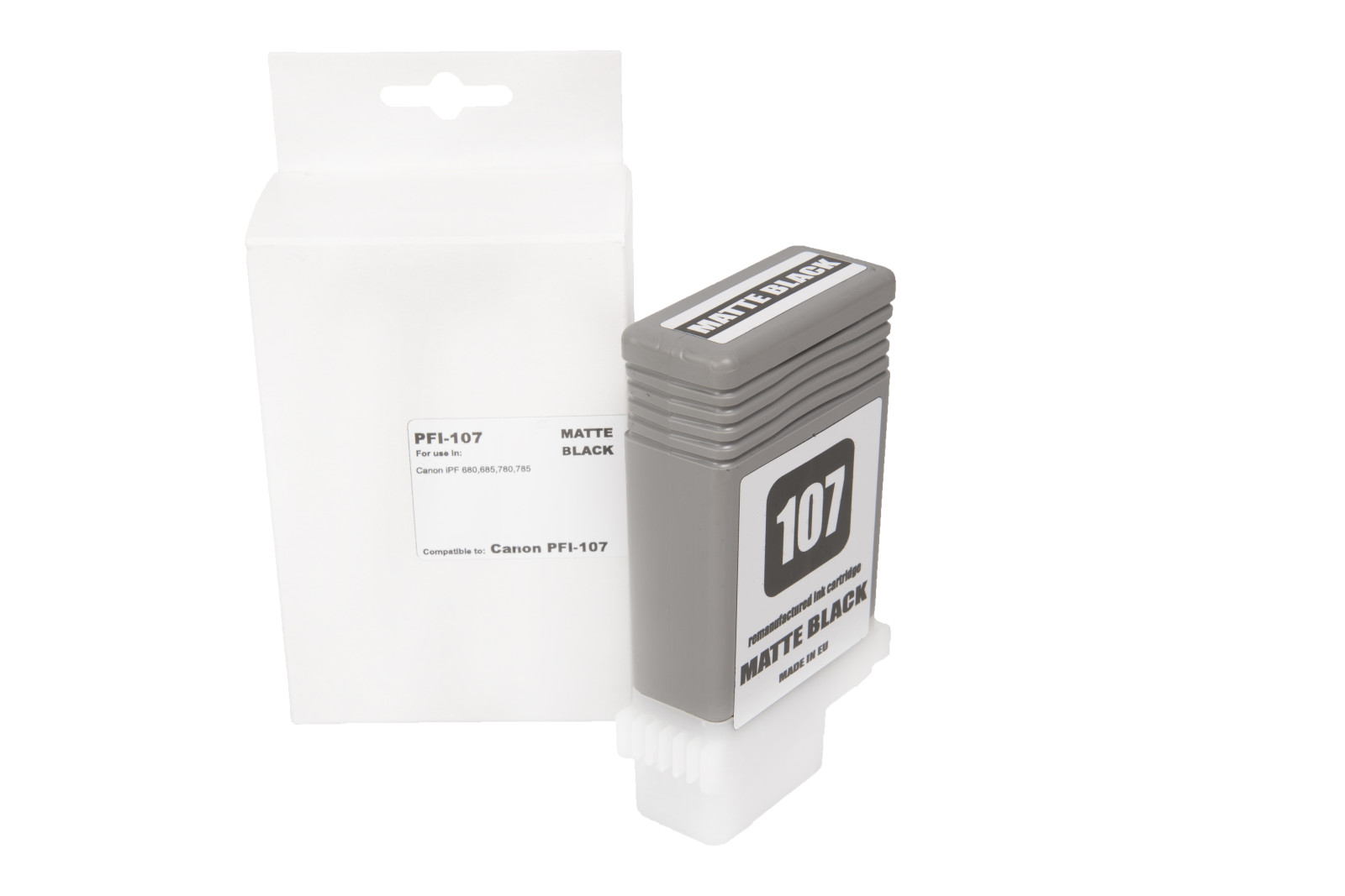 Felújított tintakazetta töltés 6704B001, PFI107MBK, 130ml a Canon nyomtatók számára (BULK), matte
