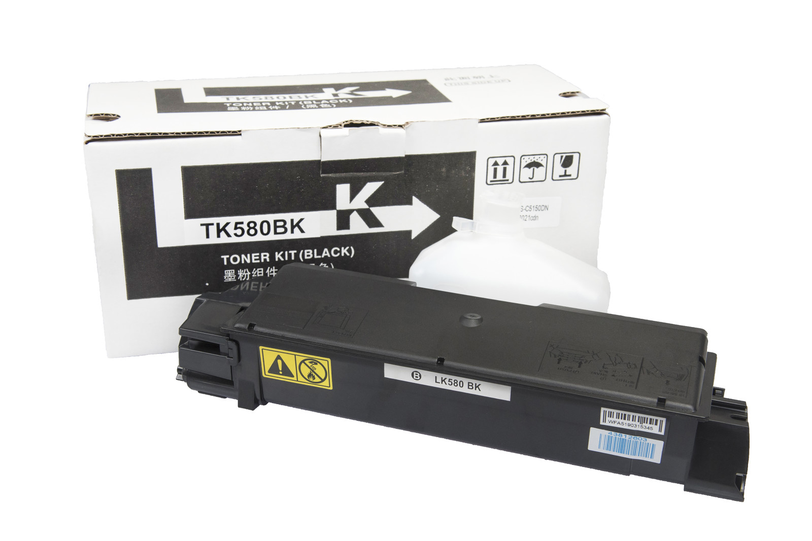 Kompatibilis tonerkazetta töltés 1T02KT0NL0, TK580BK, 3500 lap a Kyocera nyomtatók számára (Orink white box)