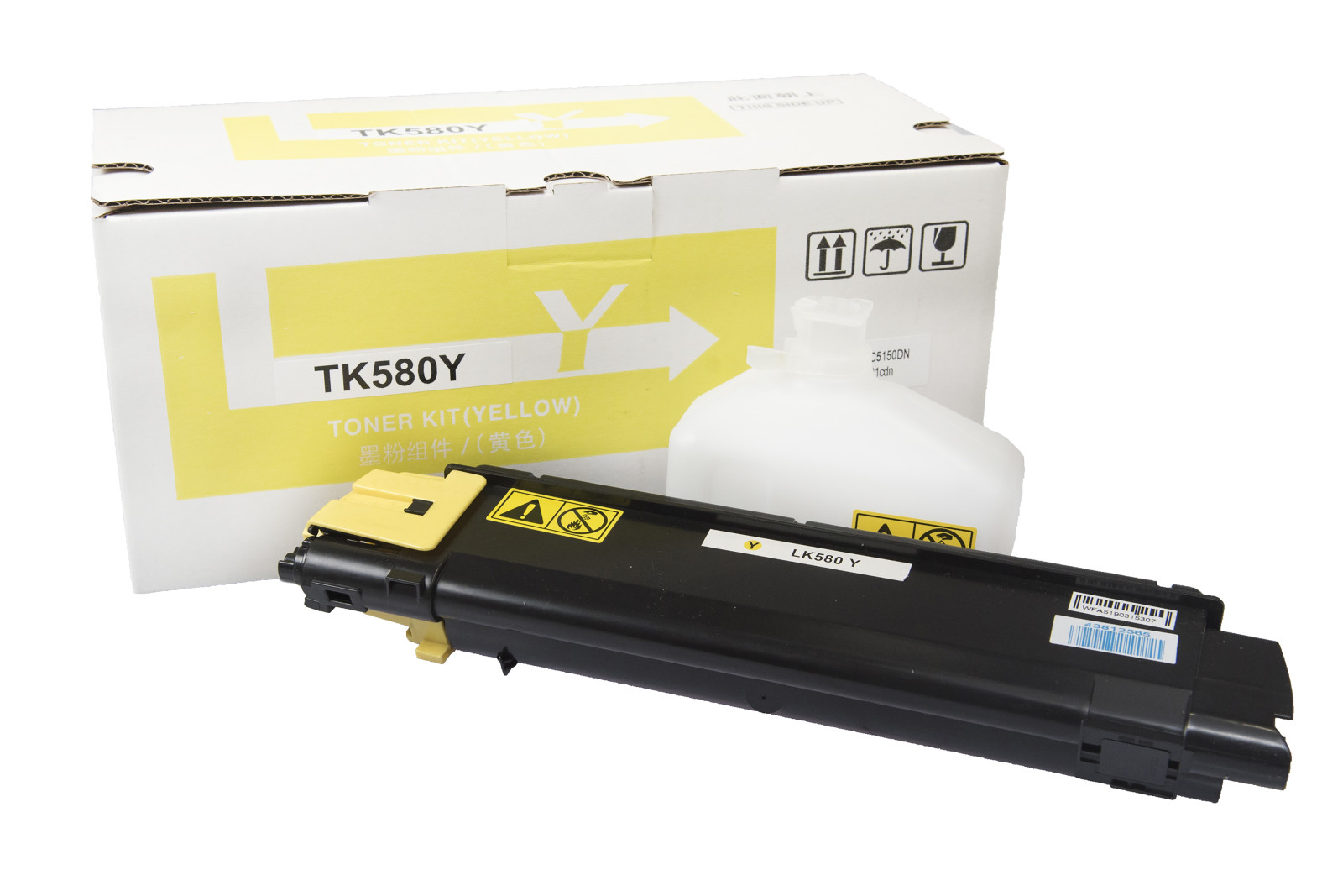 Kompatibilis tonerkazetta töltés 1T02KTANL0, TK580Y, 2800 lap a Kyocera nyomtatók számára (Orink white box)