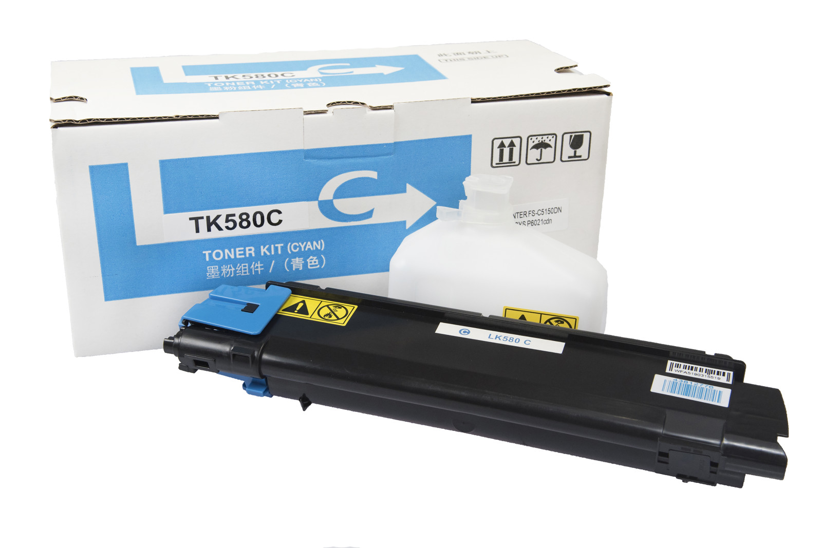 Kompatibilis tonerkazetta töltés 1T02KTCNL0, TK580C, 2800 lap a Kyocera nyomtatók számára (Orink white box)