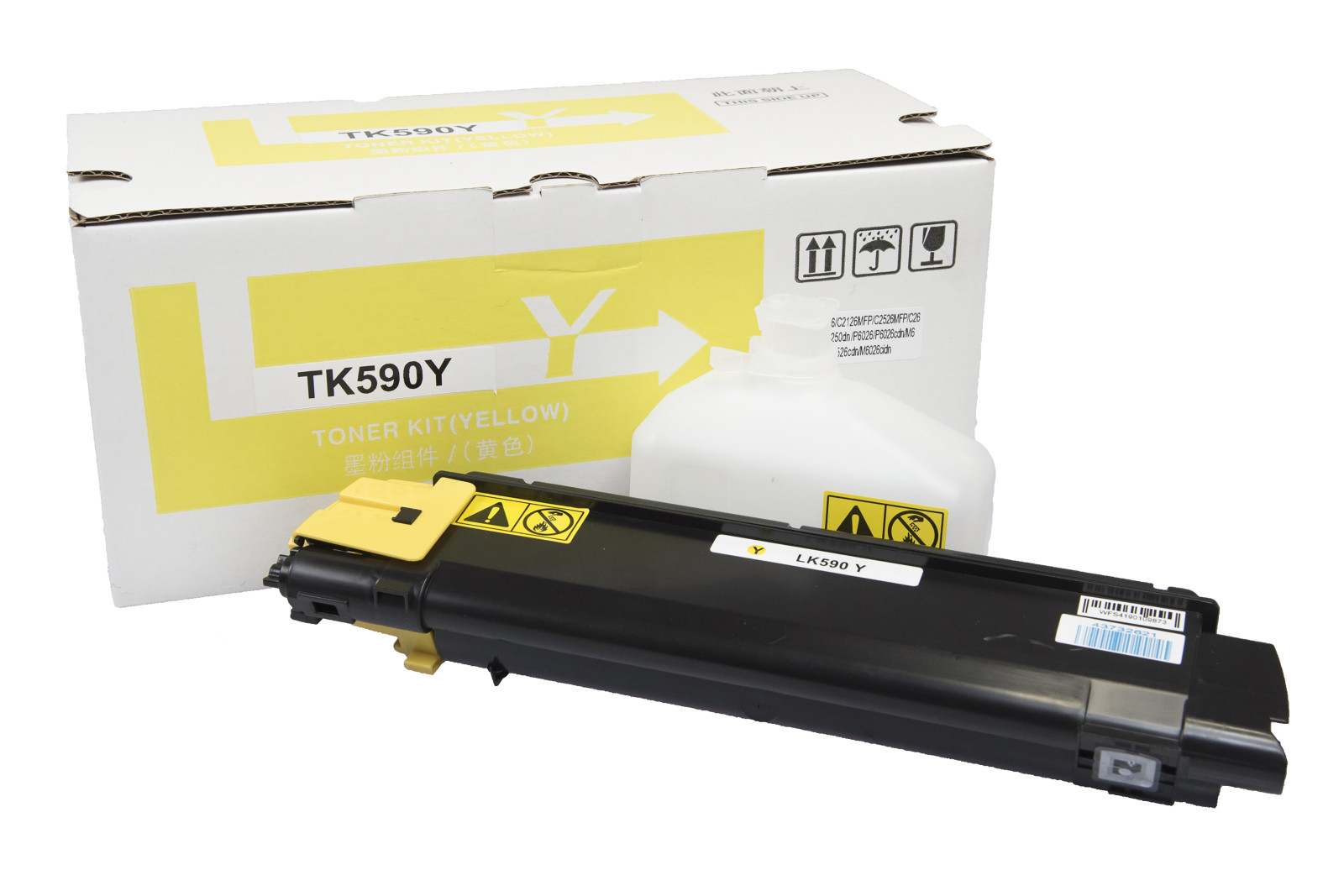 Kompatibilis tonerkazetta töltés 1T02KVANL0, TK590Y, 5000 lap a Kyocera nyomtatók számára (Orink white box)