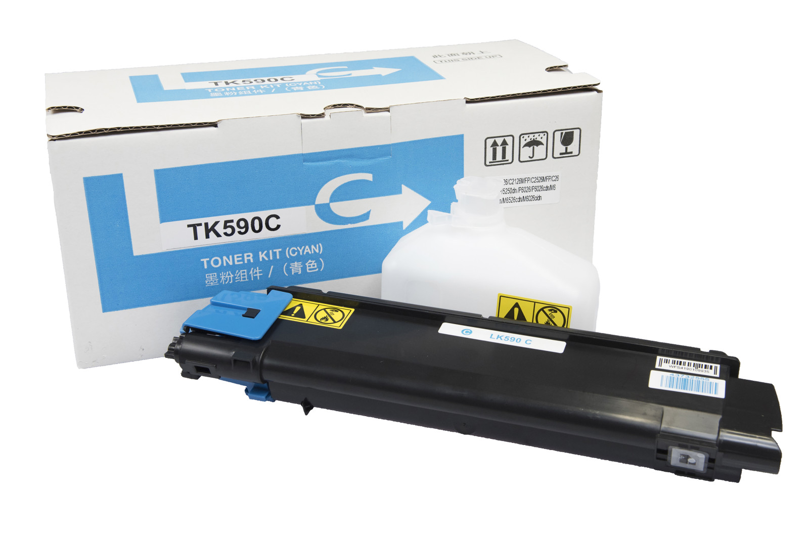 Kompatibilis tonerkazetta töltés 1T02KVCNL0, TK590C, 5000 lap a Kyocera nyomtatók számára (Orink white box)