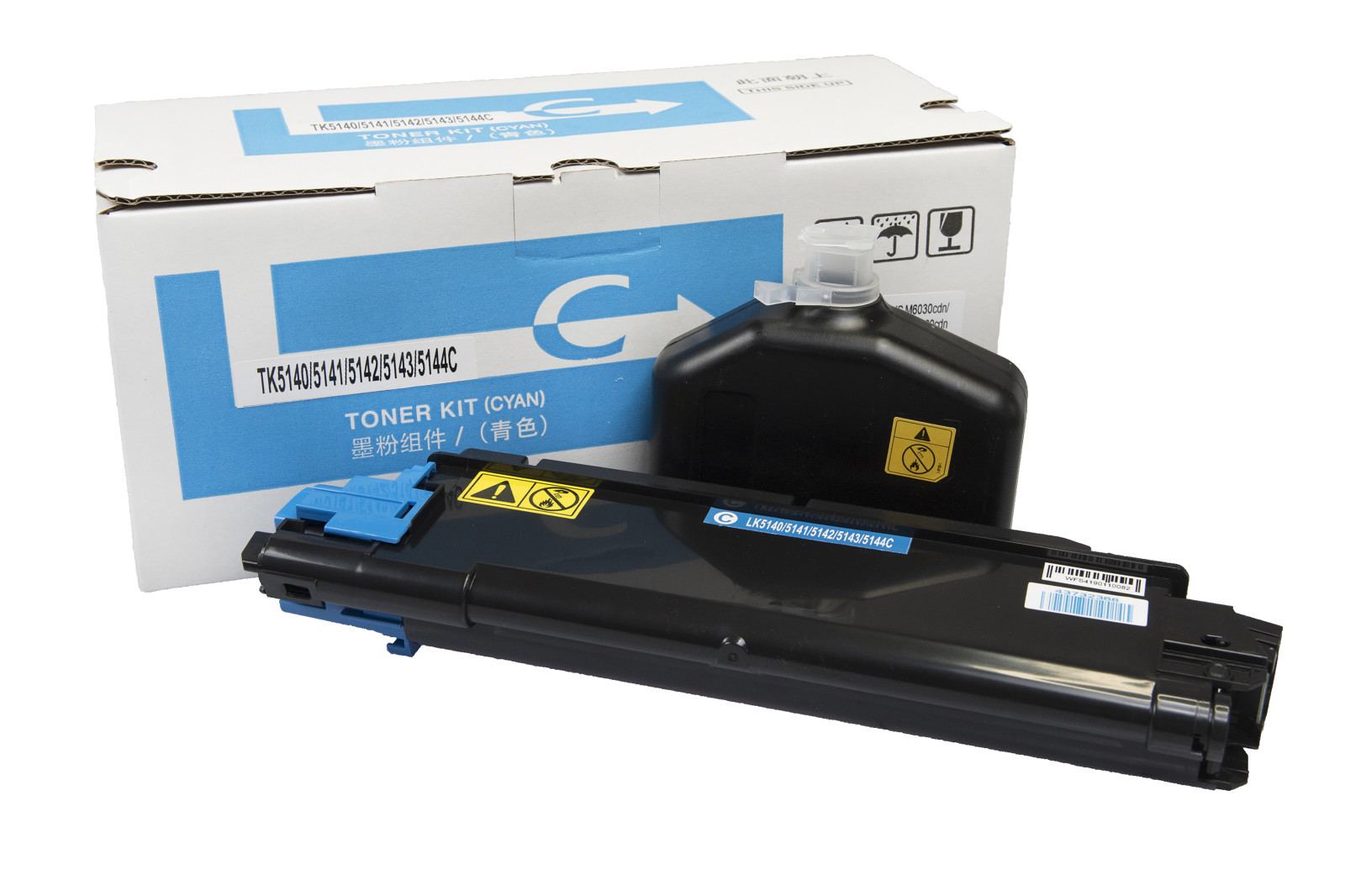 Kompatibilis tonerkazetta töltés 1T02NRCNL0, TK5140C, 5000 lap a Kyocera nyomtatók számára (Orink white box)