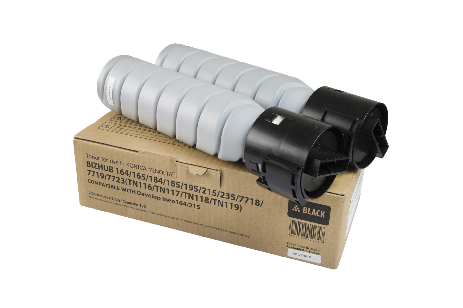 Kompatibilis tonerkazetta töltés A1UC050, A3VW050, TN116, TN117, TN118, TN119 (2x282g), 282g a Konica Minolta nyomtatók számára (multipack)