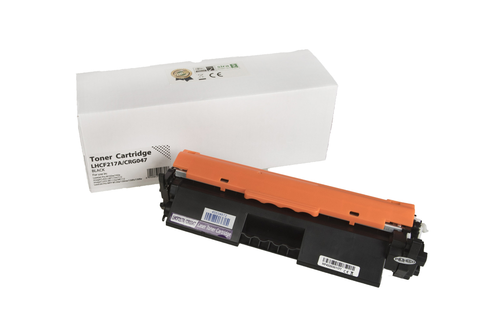 Kompatibilis tonerkazetta töltés CF217A, 17A, 2164C002, CRG047, 1600 lap a HP nyomtatók számára (Orink white box)