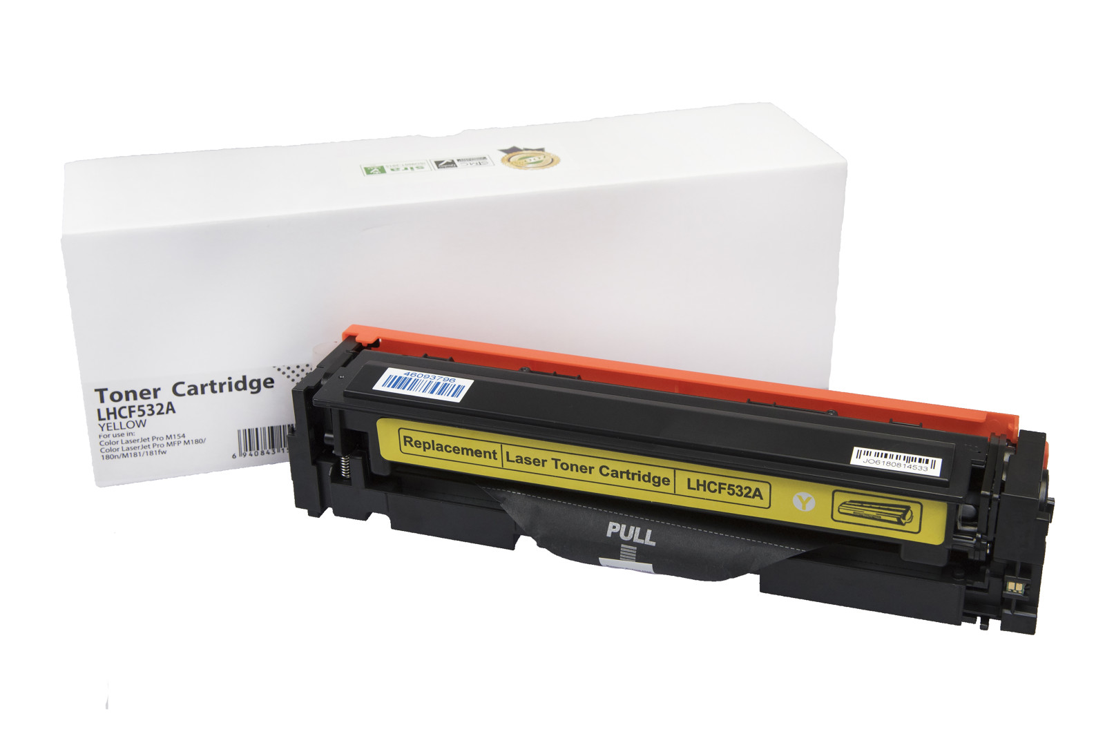 Kompatibilis tonerkazetta töltés CF532A, 205A, 900 lap a HP nyomtatók számára (Orink white box)