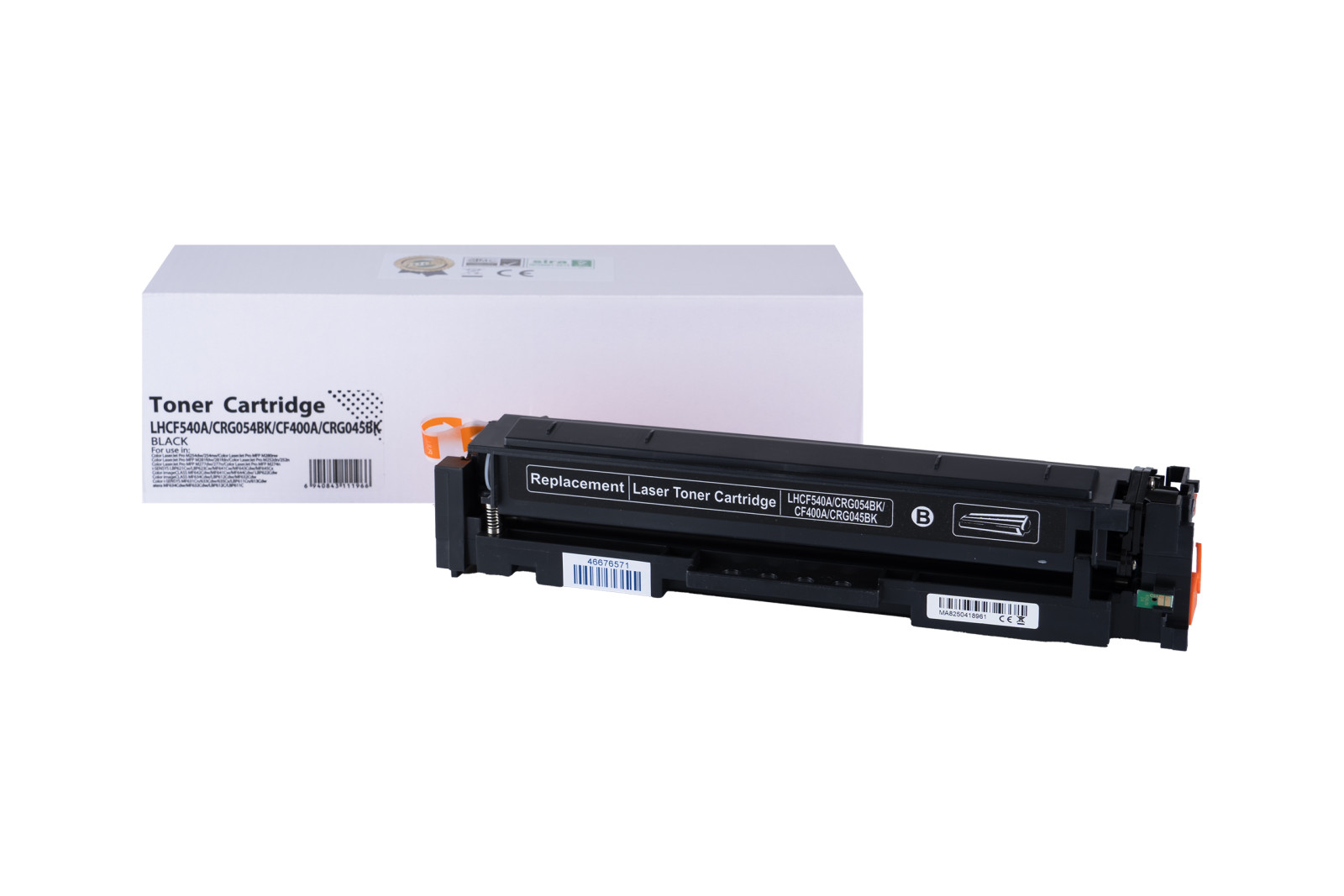 Kompatibilis tonerkazetta töltés CF540A, 203A, 3024C002, CRG054K, CF400A, 201A, 1242C002, CRG045K, 1400 lap a HP nyomtatók számára (ORINK white box)